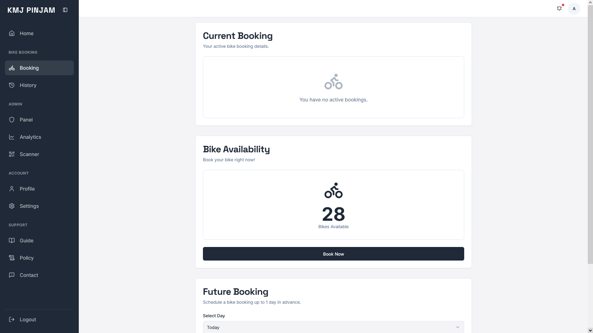 KMJ Pinjam bike booking system